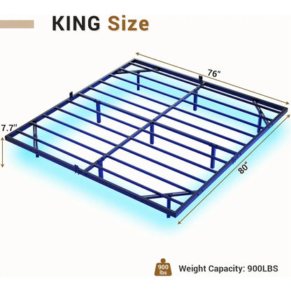 Floating Bed Frame King Size with LED Lights, Metal Platform King Bed, No Box Spring Needed, Easy To Assemble