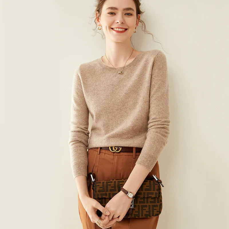 Autumn And Winter Cashmere Sweater Women's Crew Neck Pullover Casual Knitted Top Women's Short Undercoat Fashion 18 Colors