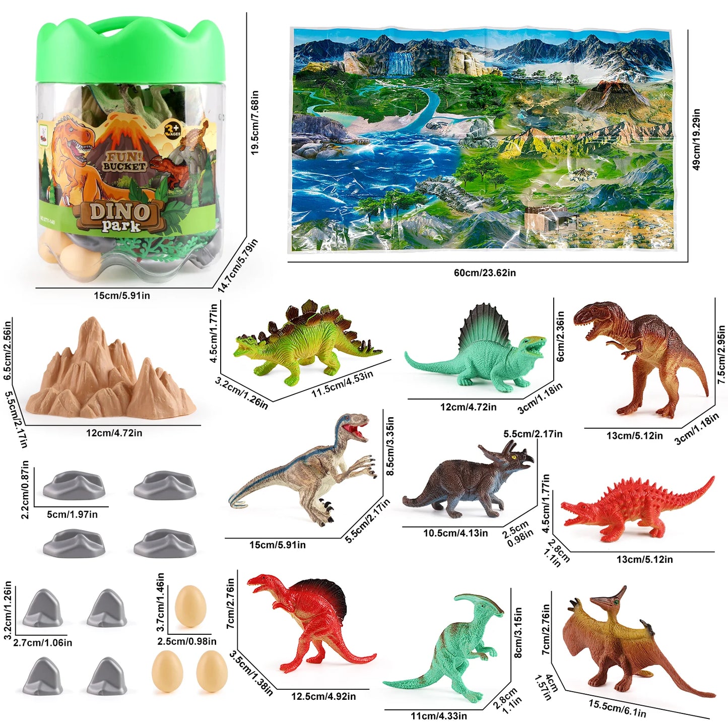 Bucket children's simulated animal model dinosaur boy and girl early education cognitive toy