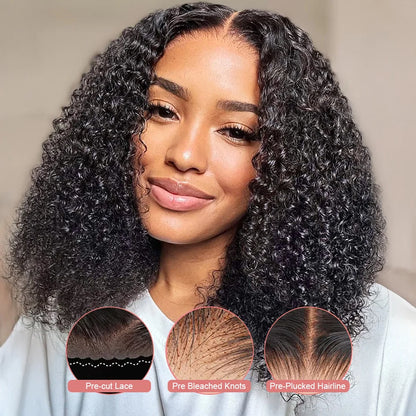 13x6 Short Curly Bob Deep Water Wave Lace Frontal Wigs 7x5 Glueless Wig 100% Human Hair Wig 250% Density 12 14 Inch For Women