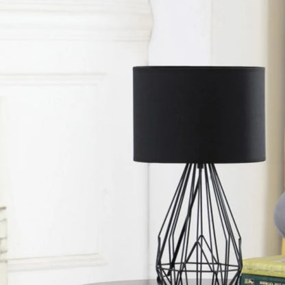 17.5" Industrial Black Table Lamp Farm Metal Cage Structure Bedroom Living Room Boosts Retro Industrial Home Style