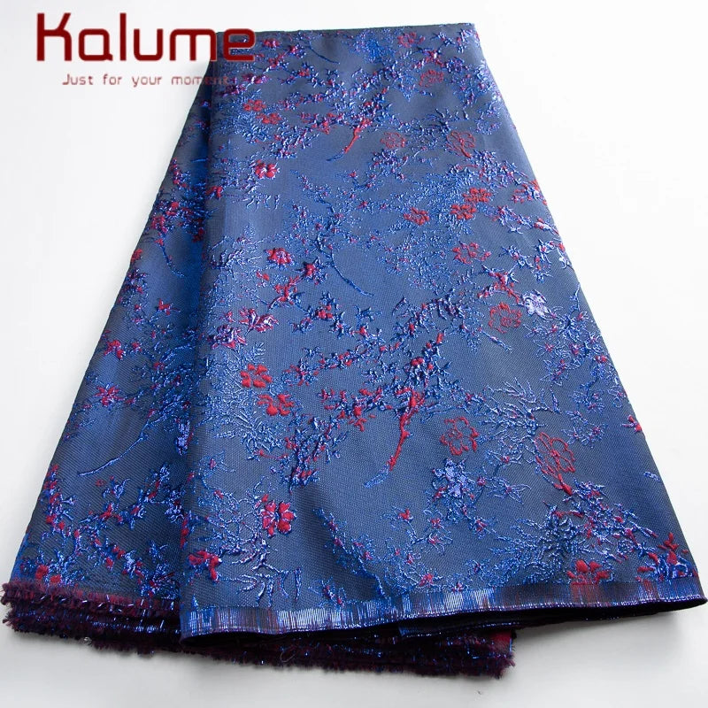 Kalume African Brocade Jacquard Lace Fabric 2025 High Quality Gilding Lace Fabric Ship From U.S. 2-5Days for Sewing Dress F3464