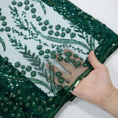 SJD LACE French Mesh Bridal Lace Fabric Beads African Sequins Lace 2025 Hot Sale Nigerian Beads For Women Wedding Dress Sew 3803