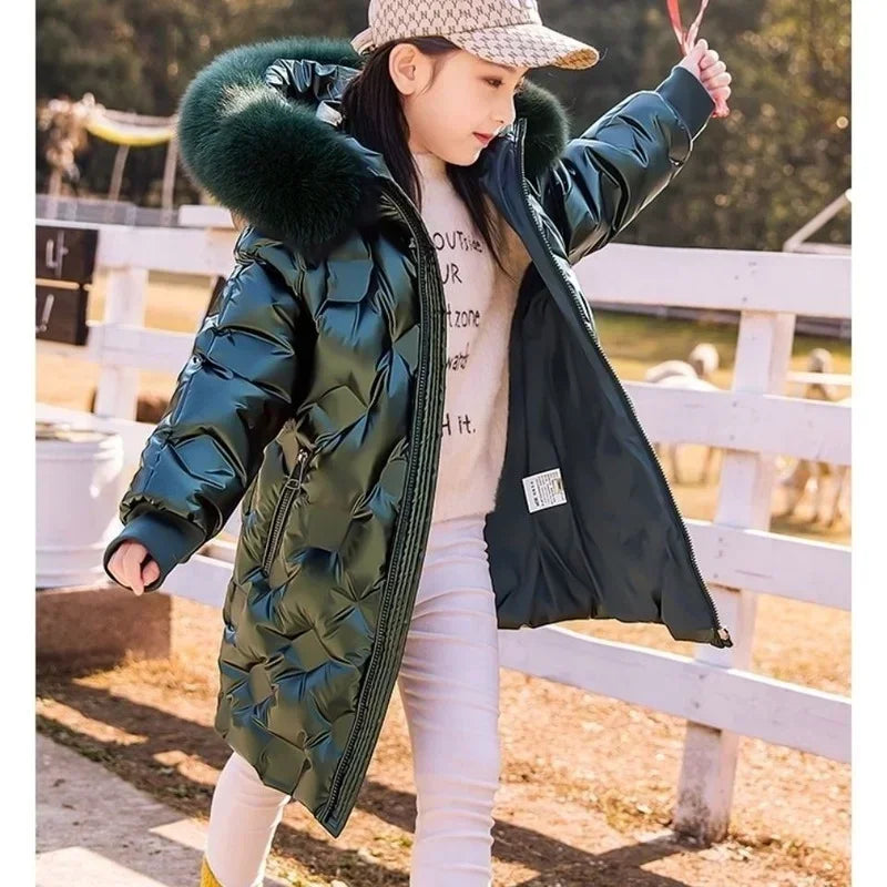 Children Clothing Winter Warm Down Cotton Clothes Jacket Girls Outerwear Coat Thicken Waterproof Snowsuit 4 6 8 9 10 12 14 Years