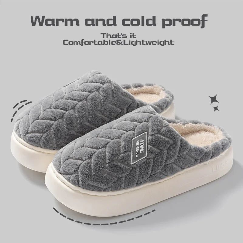 Cotton slippers for women in autumn and winter, new indoor home soft bottom, anti slip and warm plush cotton slippers for women