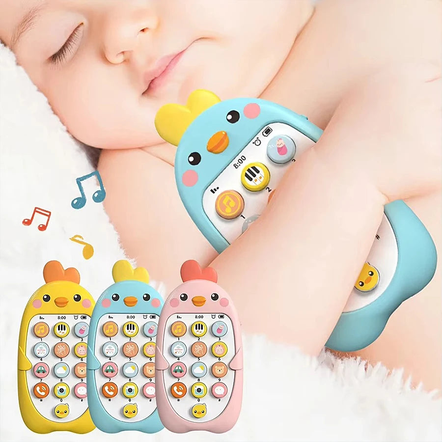 Multifunctional and cute baby mobile phone toy with sensory learning function, multiple sound, light and music effects, can be c