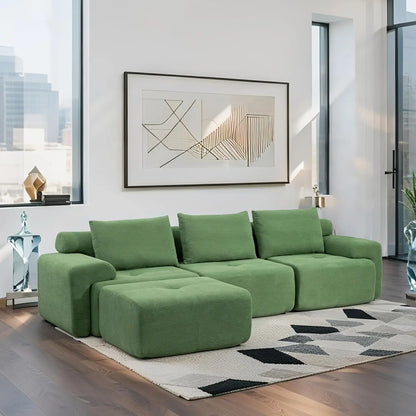 Fefances L-Shaped Sectional Couches for Living Room with Memory Foam & Steel Frame - No Assembly Convertible Sofa Bed, Modular