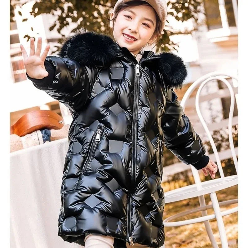 Children Clothing Winter Warm Down Cotton Clothes Jacket Girls Outerwear Coat Thicken Waterproof Snowsuit 4 6 8 9 10 12 14 Years