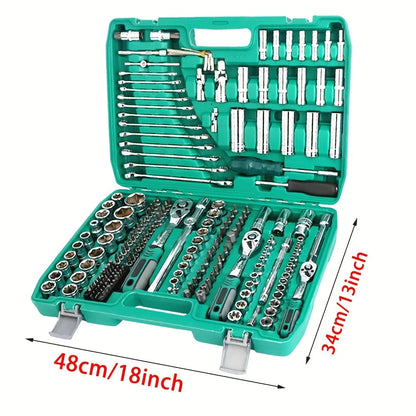 216pcs Impact Socket Set,1/2,1/4,3/8 Inch Drive Ratchet Wrench Set,72 Tooth Ratchet wrench,CR-V, Automobile Maintenance Tools