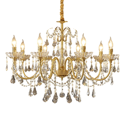 Vintage French Living Room Dining Room Full Copper Crystal Chandelier Light Luxury Romantic Bedroom Children'S Princess Room