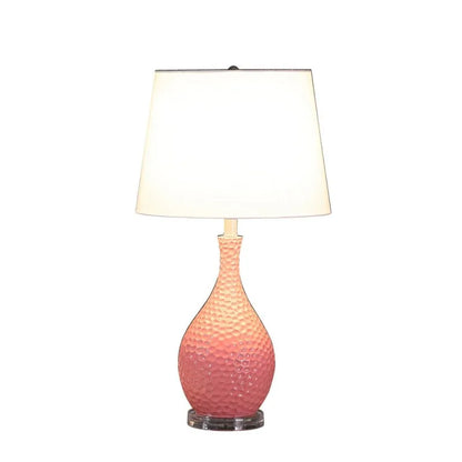 28" Pink Table Lamp  Mid Century Modern Resin Design  White Shade Stylish Lighting Living Room Bedroom Elevates Retro Decor