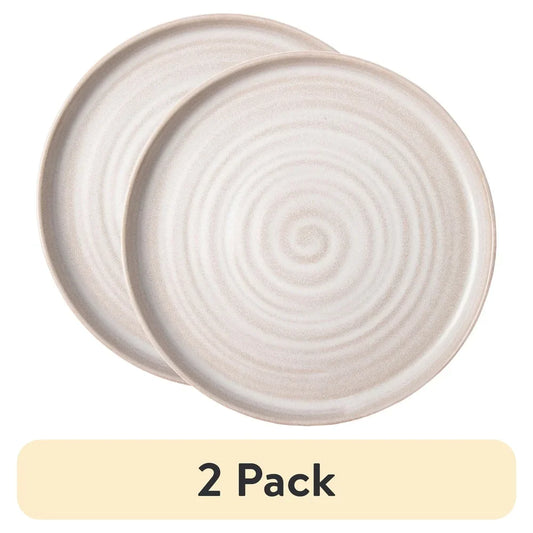 2 Pack Round Stoneware Salad Plates Dishwasher Microwave Safe Reactive Finish Unique Hand-Thrown Look Durable Dining Tableware