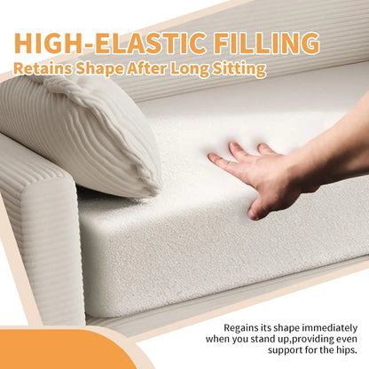 Convertible Sofa Bed, 2-in-1 Corduroy Sleeper Couch, 2-Seater Pull-Out Couch Bed with Side Storage Pocket, Solid, Customized
