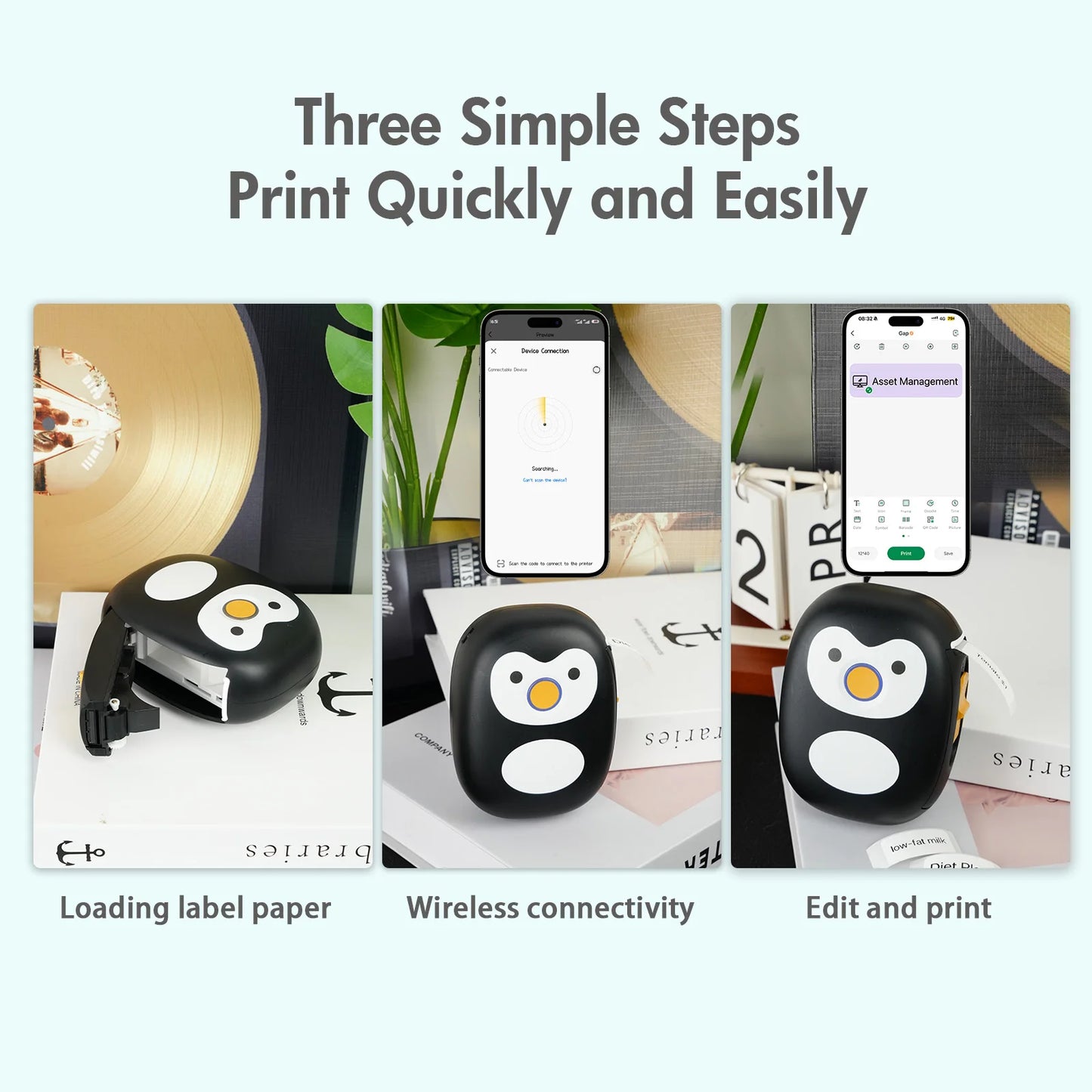 Thermal Label Printer MIni Portable Bluetooth Wireless Label Maker Inkless Printer Machine With 1roll Stickable Label Paper