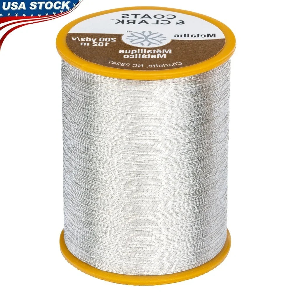 Metallic Silver Embroidery Thread 200 Yards 40 Weight for Computerized Sewing Machines