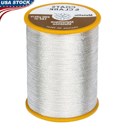Metallic Silver Embroidery Thread 200 Yards 40 Weight for Computerized Sewing Machines