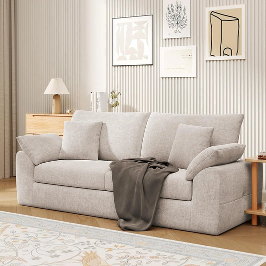 89.8" Modern Loveseat Sofa for Living Room, Cloud Boneless Couches with 4 Pillows, Mid Century Loveseat couches for, Customized
