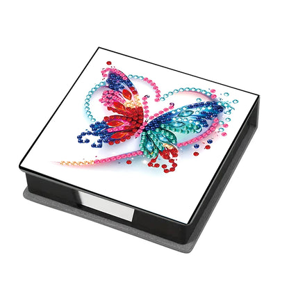 Flowers Leather Diamond Painting Notecard Box Gem Art Sticky Note Holder Gem Painting Memo Pad Holder Mosaic Kit for Home Office
