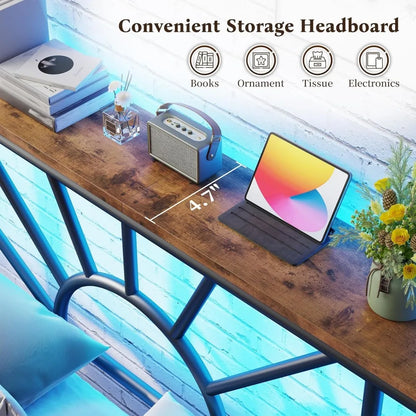 Complete Metal Bed Set with Headboard & Footboard, Built-in LED Lights, Under-Bed Storage & Noise-Free Design,Customized