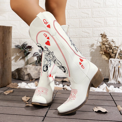 Women's fashion embroidered western cowboy boots