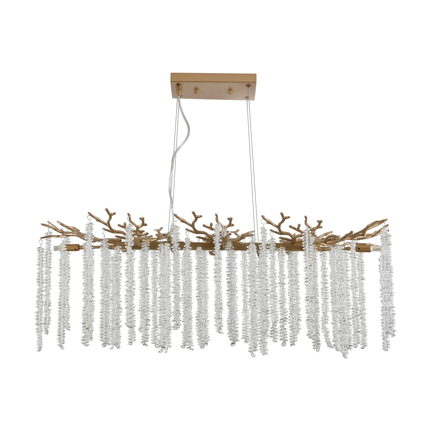 39.4inch Modern Golden Chandelier with Cascading Crystal String, Perfect for Living Room, Dining Room and Foyer, High-End Decorative Lamps (Bulb Not Included)