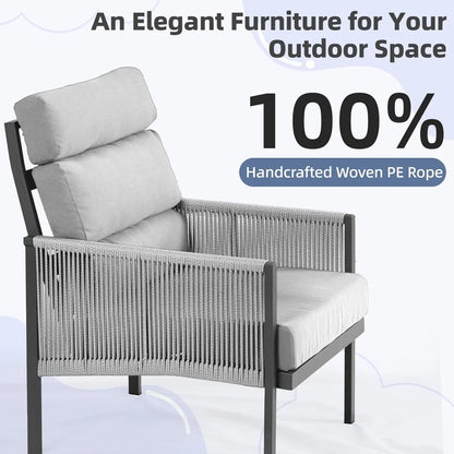 Aluminum Patio Furniture Set, High Back Outdoor Sectional Sofa, 4 Pieces Modern Conversation Sets for Porch, Balcony, Garden