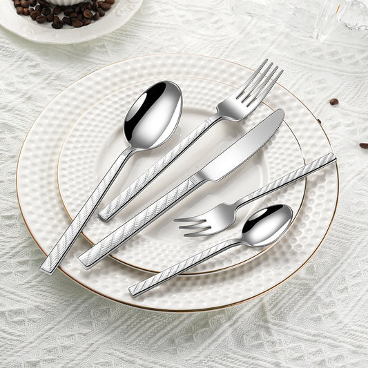 30Pcs Fashion  Cutlery Set 18/10 Stainless Steel Gift Flatware 410 Steel Knife Fork Spoon Dinnerware for 6 Drop Shipping