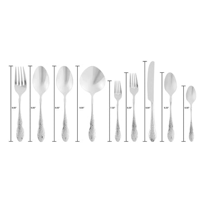 44-Piece Stainless Steel Flatware Set, Service for 12, Complete Silverware Collection for Dining, Entertaining & Dishwasher Safe