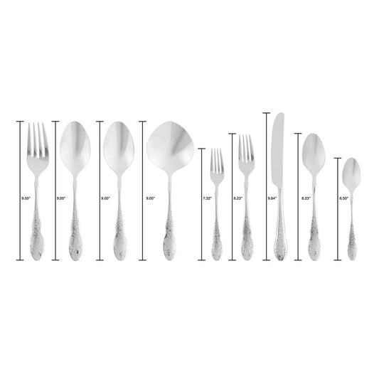 44-Piece Stainless Steel Flatware Set, Service for 12, Complete Silverware Collection for Dining, Entertaining & Dishwasher Safe
