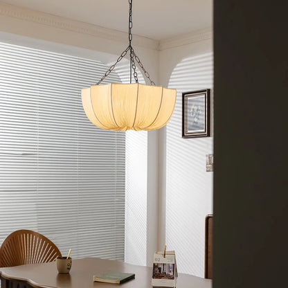 Nordic Minimalist Wabi Sabi Fabric Chandelier Living Dining Room Bedroom Pendant Lamp Lustre RestaurantBar Hanging Light Fixture