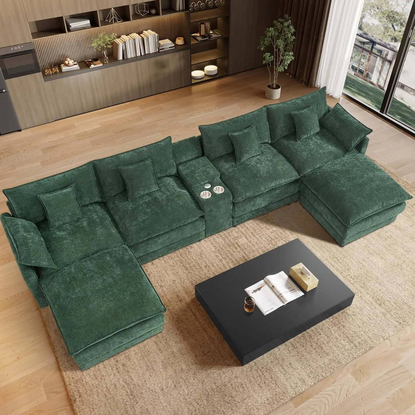145" U Shaped Cloud Couch Sectionals Comfy White Sectional Couches for Living Room Modern Fluffy Oversized Modular Sofas, Chenil