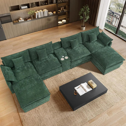 145" U Shaped Cloud Couch Sectionals Comfy White Sectional Couches for Living Room Modern Fluffy Oversized Modular Sofas, Chenil