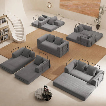 Cloud Boneless Convertible Floor Sofa Bed, 70" 4-in-1 Foldable Compressed Loveseat Lounge Sleeper 2 Seater Couches, Customized