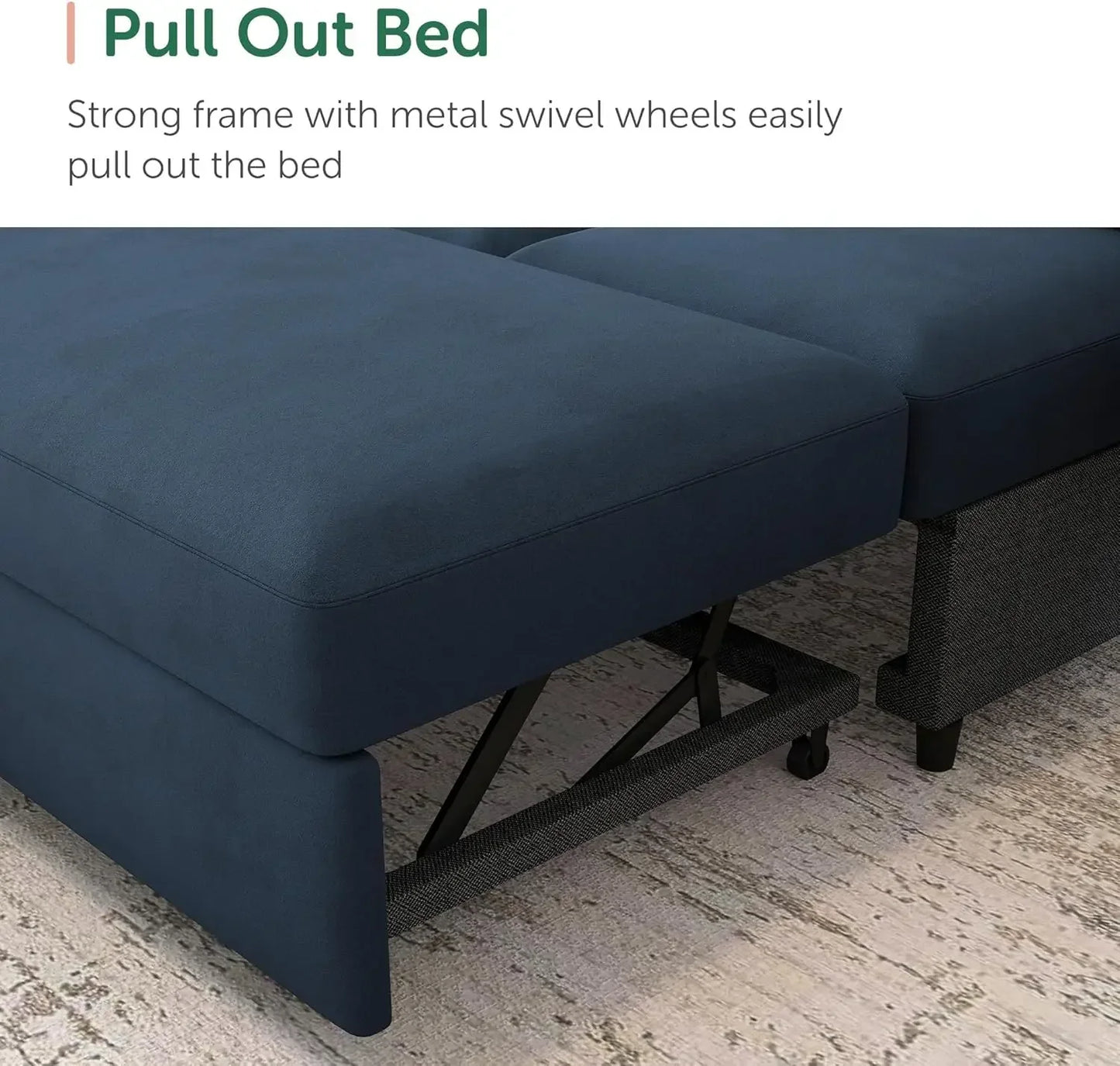 Sectional Sleeper Sofa with Pull Out Bed U-Shape Sectional Couch Sleeper Bed with Storage Chaise Lounge Living Room 6 Seater