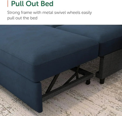 Sectional Sleeper Sofa with Pull Out Bed U-Shape Sectional Couch Sleeper Bed with Storage Chaise Lounge Living Room 6 Seater