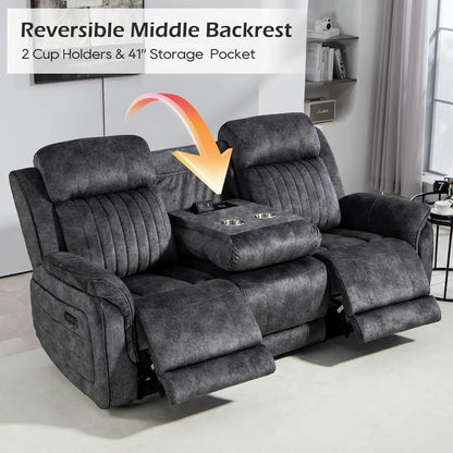 Zero Gravity Power Reclining Sofa with Adjustable Headrest, Electric Reclining Couch with Wireless Charge, USB, Customized