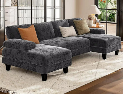 U Shaped Sectional Couch 111 Inch Modular Double Chaise Living Room Apartment Lounge, Customized