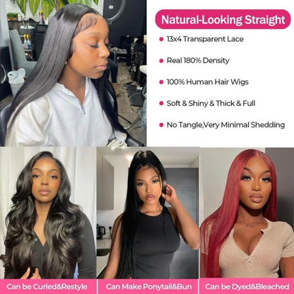 Straight Human Hair Wig 100%Human Hair Quality 13X6 Hd Transparent Lace Front Wig For Black Women 5X5 Glueless Brazilian 40 Inch