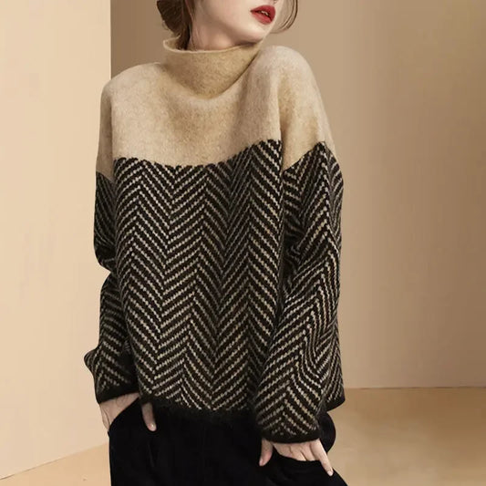 Thickened High Collar Women's Base Shirt Loose Inner Wear Winter Warm Slimming Knitwear Suitable for Autumn And Winter