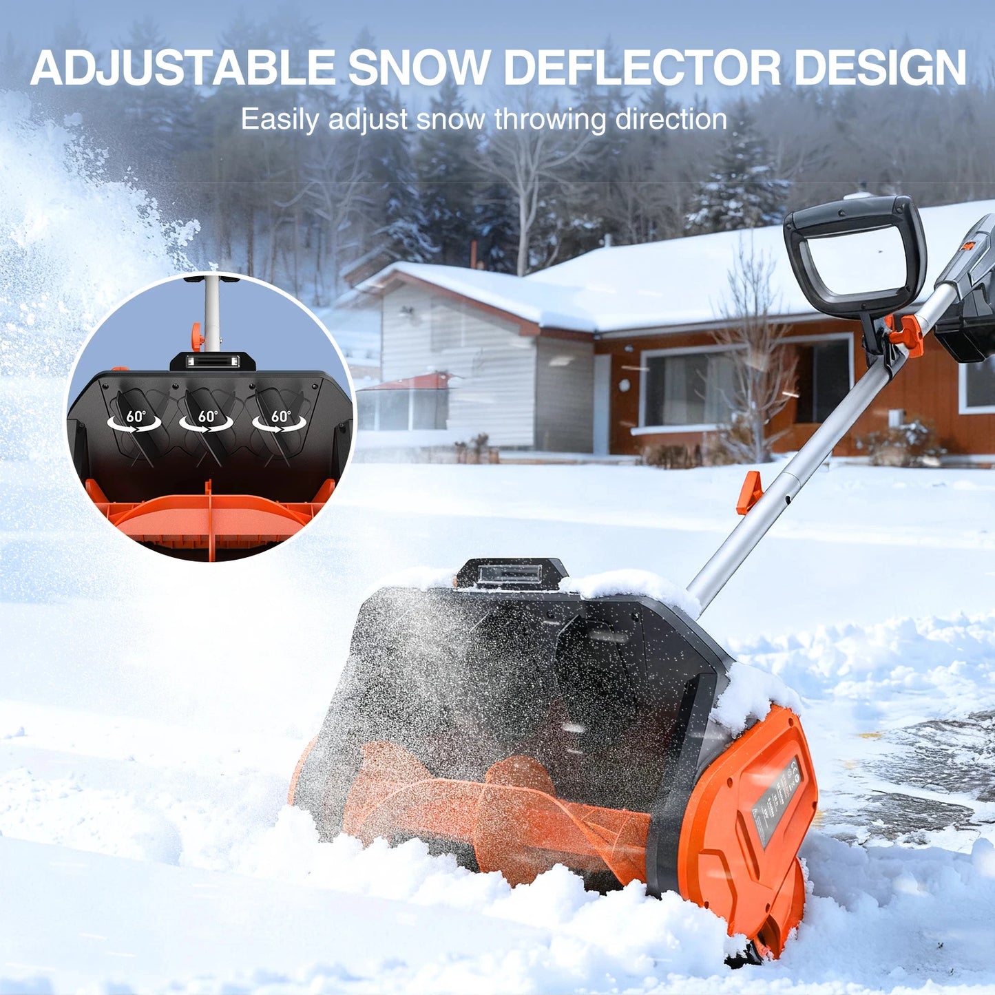 TaskStar Electric Snow Shovel With LED Light&Wheels 23Ft Distance 40V 16x8-inch Brushless Snow Blower 2 5.0Ah Batteries&Charger