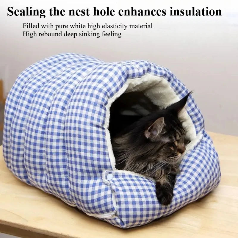 Foldable Pet Sleeping Bed/Bag for Cats Dogs, Thickened Semi-Enclosed Design, Soft Indoor, Christmas/Warm in autumn and winter