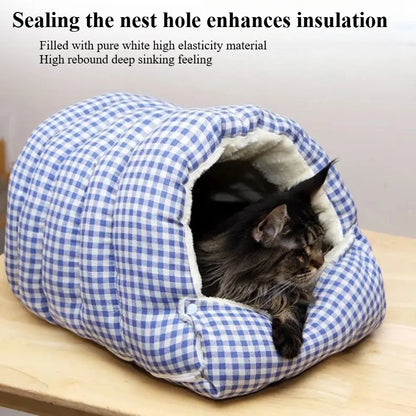 Foldable Pet Sleeping Bed/Bag for Cats Dogs, Thickened Semi-Enclosed Design, Soft Indoor, Christmas/Warm in autumn and winter