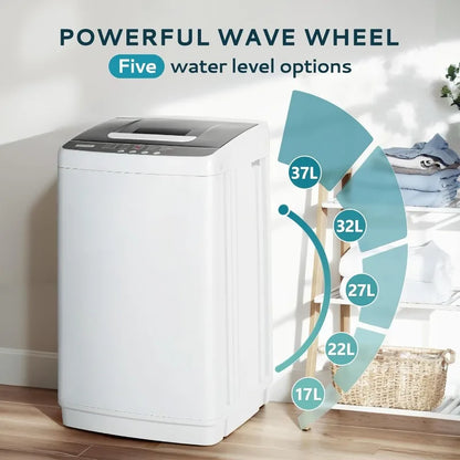 Euhomy Portable Washing Machine, Compact Washer 0.9 Cubic Feet with 10 Programs 5 Water Levels, Drain Pump and LED Display