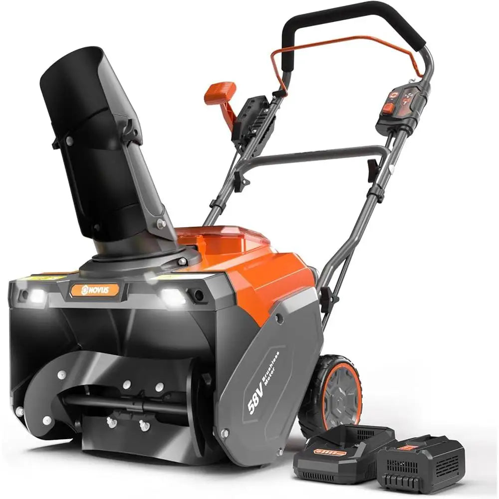 Cordless Snow Blower Battery Powered 18 Inch Remote Chute Control Brushless Motor Quiet Operation 58V 5Ah LED Lights Efficient