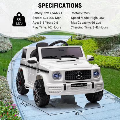 Electric Car for Kids Licensed G63 12V Ride on Toy with Remote Control Kids’ Electric Vehicle with LED Light MP3 USB Bluetooth