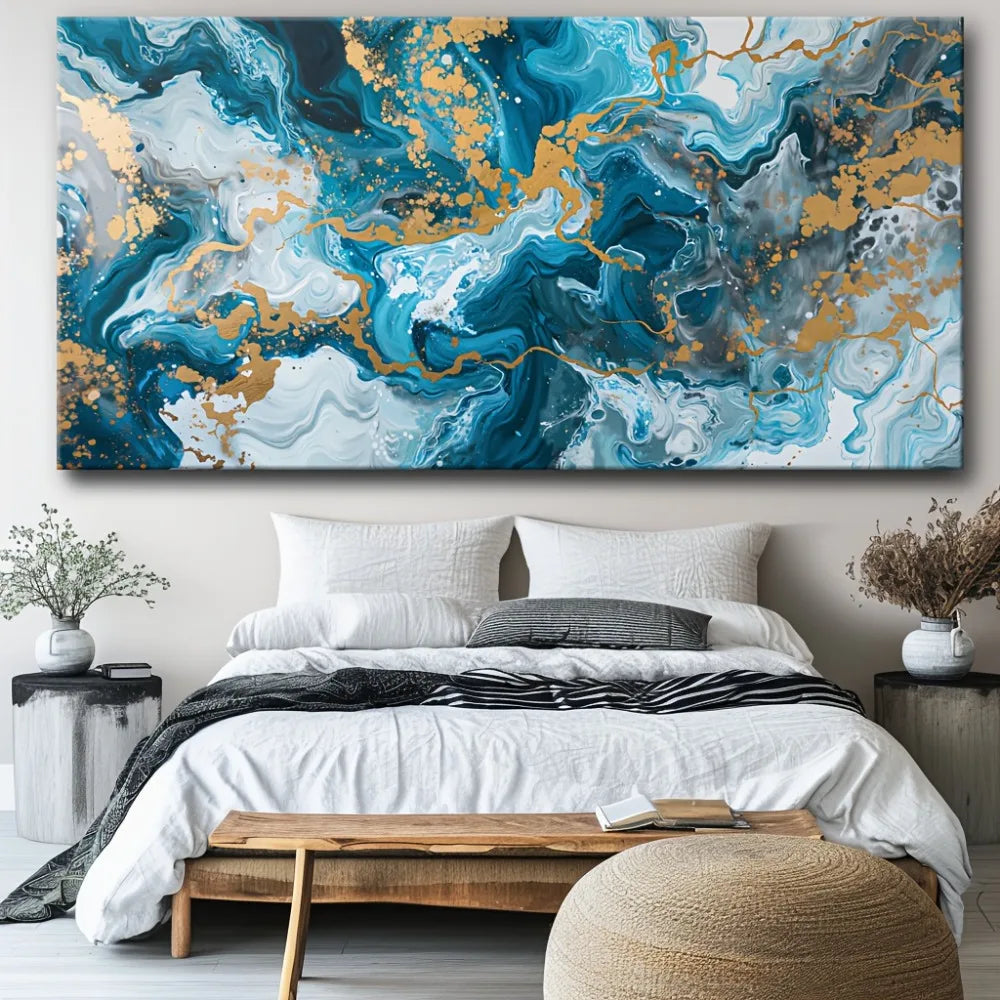 Canvas print poster Blue abstract art canvas wall art painting, art works wall painting, suitable for living room