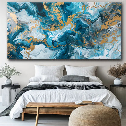 Canvas print poster Blue abstract art canvas wall art painting, art works wall painting, suitable for living room
