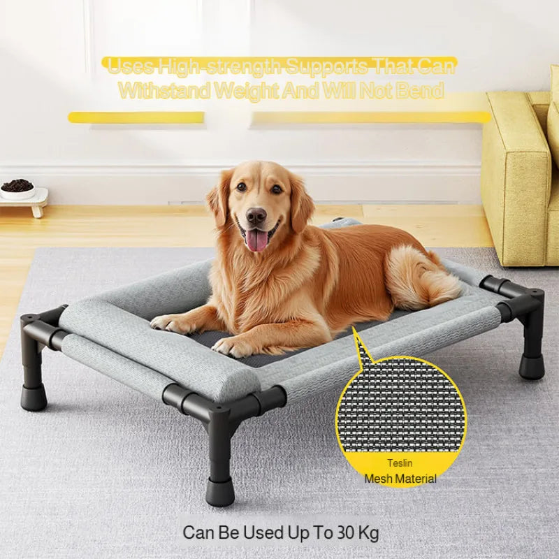 Medium and Large Cat Dog Off-the-ground Pet Bed Winter Removable and Washable Breathable Mesh Pet Bed Moisture-proof with Pillow