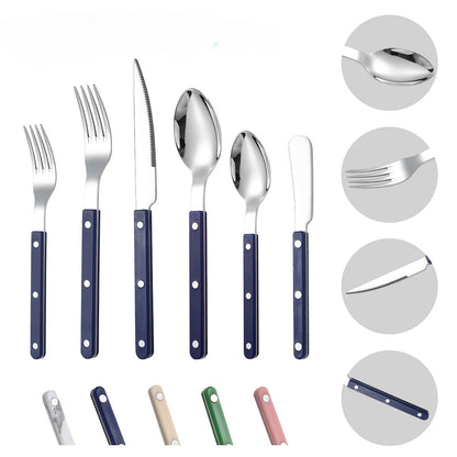 Fashion New Colorful Handle 304 Cutlery Set  Stainless Steel Creativity Gift Flatware Knife Fork Spoon dinnerware set