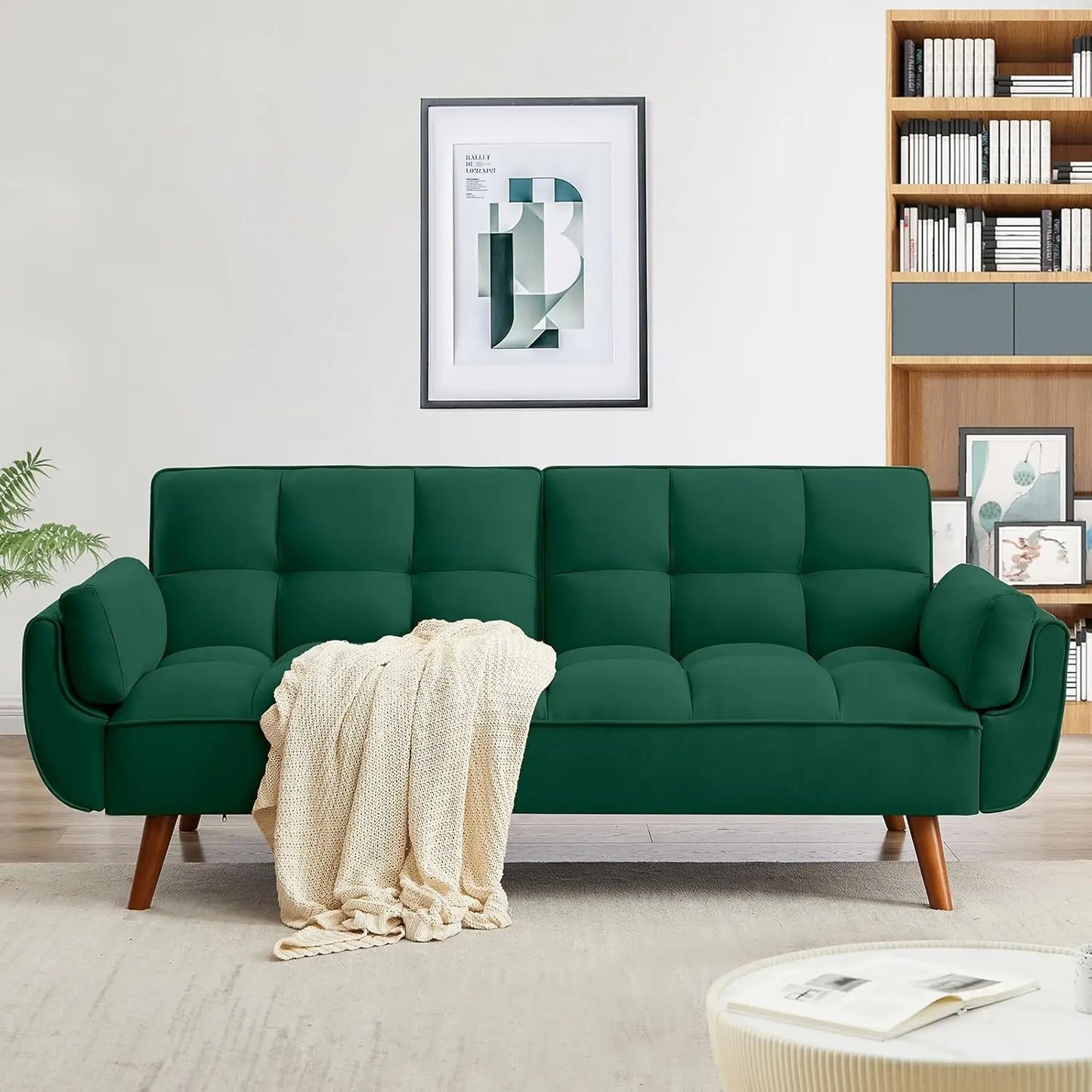Convertible Futon Sofa Bed,Linen Sleeper Couch, 75" W Modern 3 Seater Tufted Sofa with Adjustable Backrests and Solid,Customized